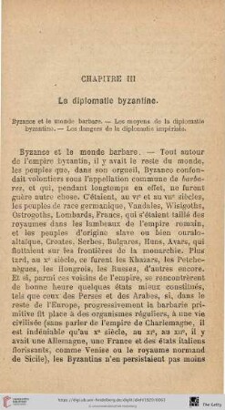 Chapitre III: La diplomatie byzantine