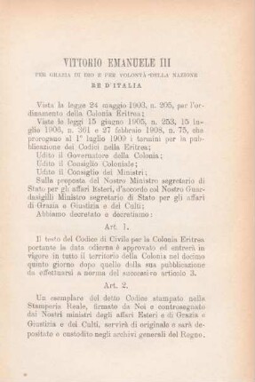 Vittorio Emanuele III per grazia de Dio e per volontà della nazione Re d'Italia
