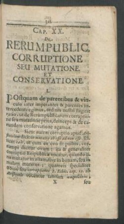 Cap. XX. De Rerum Public. Corruptione Seu Mutatione Et Conservatione