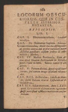 Locorum Obscuriorum, Quae In Contextu Asterisco Notantur.