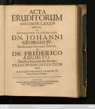 1684: Acta Eruditorum : Anno ... publicata