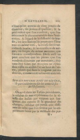 Sur Les Bouches A Feu En General, & particulierement sur les armes a feu de l'Infanterie