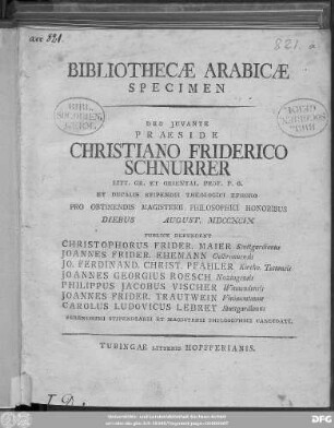 Bibliothecæ Arabicæ Specimen