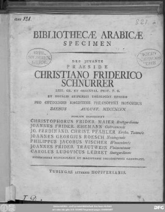 Bibliothecæ Arabicæ Specimen