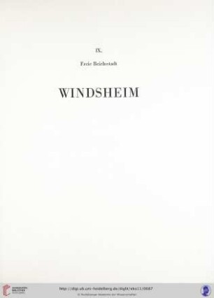 IX. Freie Reichsstadt Windsheim