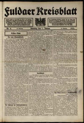 Erste Ausgabe vom Dienstag, den 07. Januar 1913.