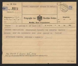 Telegramm an Ferruccio Busoni : 15.09.1903