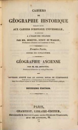 Géographie ancienne, [1]. Cours de cinquième