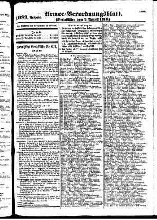 1089.Ausgabe. Mittwoch, 9. August 1916