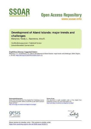 Development of Aland Islands: major trends and challenges