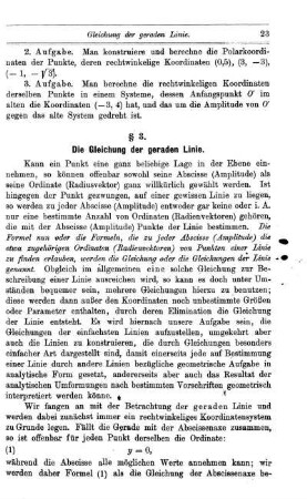 § 3. Die Gleichung der geraden Linie.
