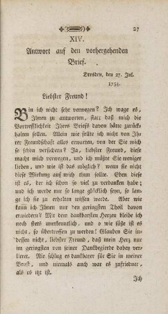 XIV. Antwort auf den vorhergehenden Brief