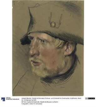 Soldat mit blondem Schnurr- und Kinnbart im Dreimaster, Kopfstudie