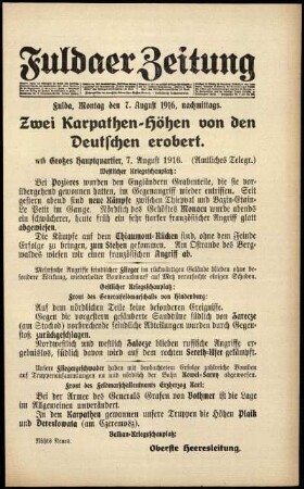 Ausgabe vom Montag, den 07. August 1916.