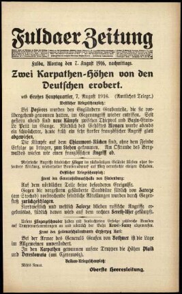 Ausgabe vom Montag, den 07. August 1916.