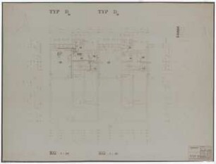 Bundesgartenschau, Karlsruhe 1967 Siedlung Im Eichbäumle: Typ D. Haus 14-18: Grundriss Kellergeschoss 1:50