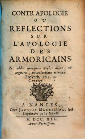 Contrapologie ou reflections sur l'apologie des Armoricains