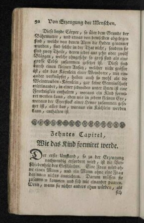 Zehntes Capitel, Wie das Kind formiret werde.