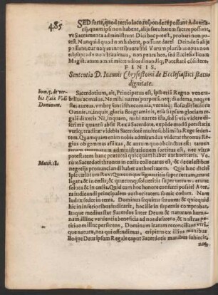 Sententia D. Ioannis Chrysostomi de Ecclesiastici status dignitate.
