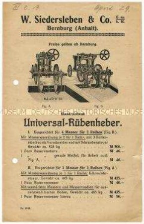 Universal-Rübenheber