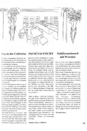 Neu in der Cafeteria: PAUSENAUFSICHT