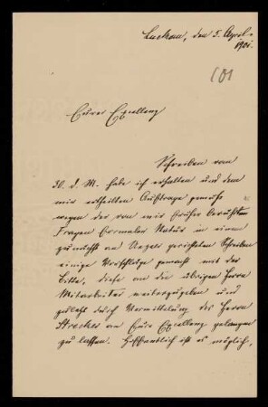 101: Brief von Friedrich Ritgen an Gottlieb Planck, Luckau (Landkreis Dahme-Spreewald), 5.4.1901