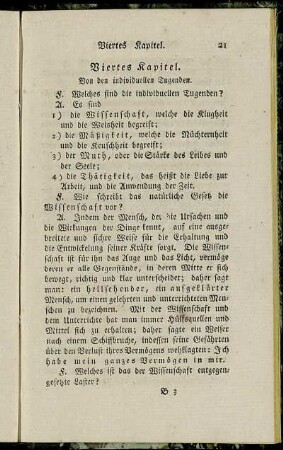 Viertes Kapitel. Von den individuellen Tugenden.
