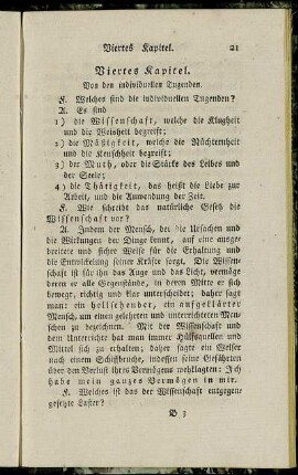 Viertes Kapitel. Von den individuellen Tugenden.