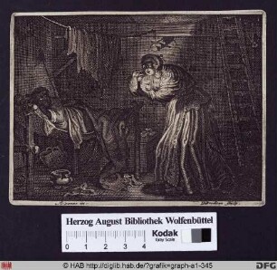 Ruhender Mann und Frau mit Kerze.