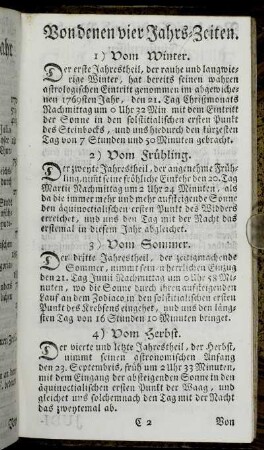 Von denen vier Jahrs-Zeiten. - Von den Sonn- und Monds-Finsternissen.
