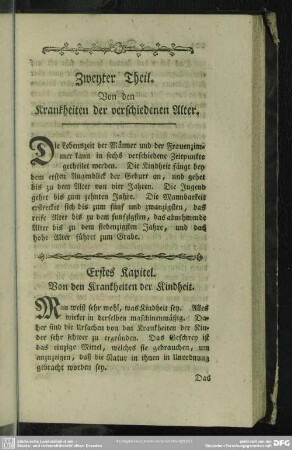 Zweyter Theil. Von den Krankheiten der verschiedenen Alter