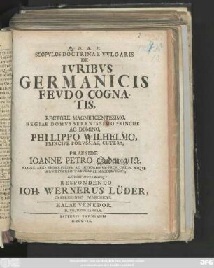 Scopvlos Doctrinae Vvlgaris De Ivribvs Germanicis Fevdo Cognatis