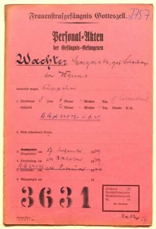 Wachter, Margarete (*21.12.1888): Kuppelei