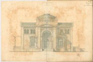 Ausstellungsgebäude Monatskonkurrenz November 1874: Aufriss Vorderansicht; Maßstabsleiste