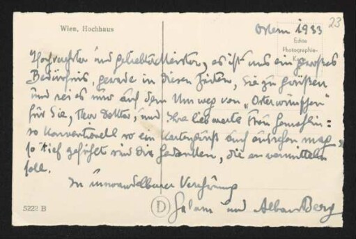 Brief von Helene Berg und Alban Berg an Gerhart Hauptmann