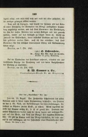 Zürich, 29. August : [Schulnachrichten]