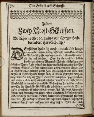 Die Erste Trost-Schrifft