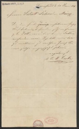 Brief an B. Schott's Söhne : 20.06.1831