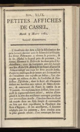 No XLIX (Mardi 8 Mars 1785)