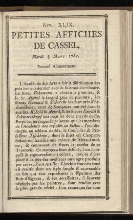 No XLIX (Mardi 8 Mars 1785)