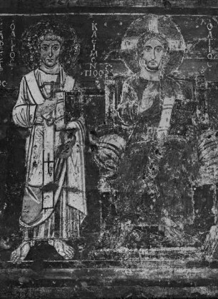 Thronender Christus zwischen den lateinischen und griechischen Kirchenvätern