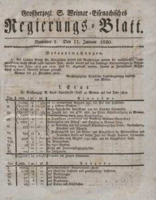 Nr. 1 : 11. Januar 1820