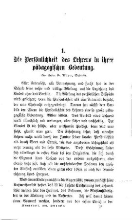 Die Persönlichkeit des Lehrers in ihrer pädagogischen Bedeutung