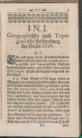 Geographische und Topographische Beschreibung der Stadt Utin.