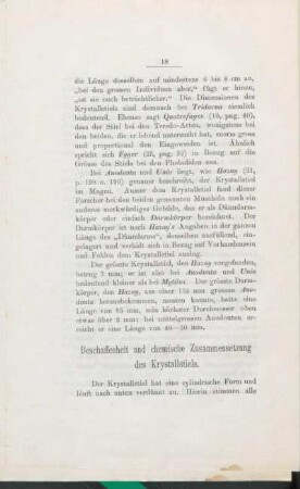 Beschaffenheit und chemische Zusammensetzung des Krystallstiels.