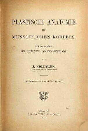 Plastische Anatomie des menschlichen Körpers : e. Handbuch für Künstler u. Kunstfreunde