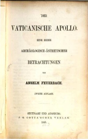 Der vaticanische Apollo : eine Reihe archäologisch-ästhetischer Betrachtungen