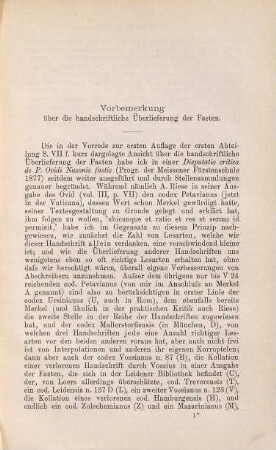 P. Ovidi Nasonis Fastorum libri sex, 2. Kritische und exegetische Ausführungen und Zusätze zum Commentar enthaltend
