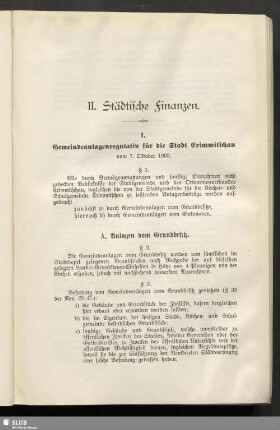 II. Städtische Finanzen