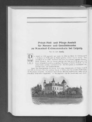 Privat-Heil- und Pflege-Anstalt für Nerven- und Gemütskranke zu Naunhof-Erdmannsheim bei Leipzig.